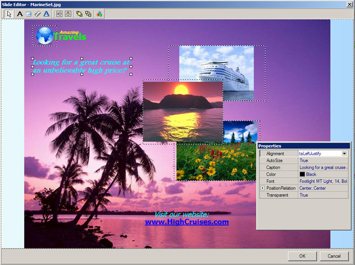 image editor online transparent. Slide Editor allows you to add small images, text boxes and web links.