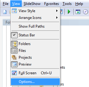 View | Options menu item